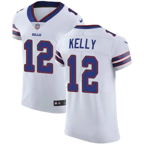 Nike Bills #12 Jim Kelly White Men's Stitched NFL Vapor Untouchable Elite Jersey - Click Image to Close